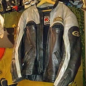 Vintage 2000 First Racing Black & Silver Leather Bomber Jacket - Classic Racing